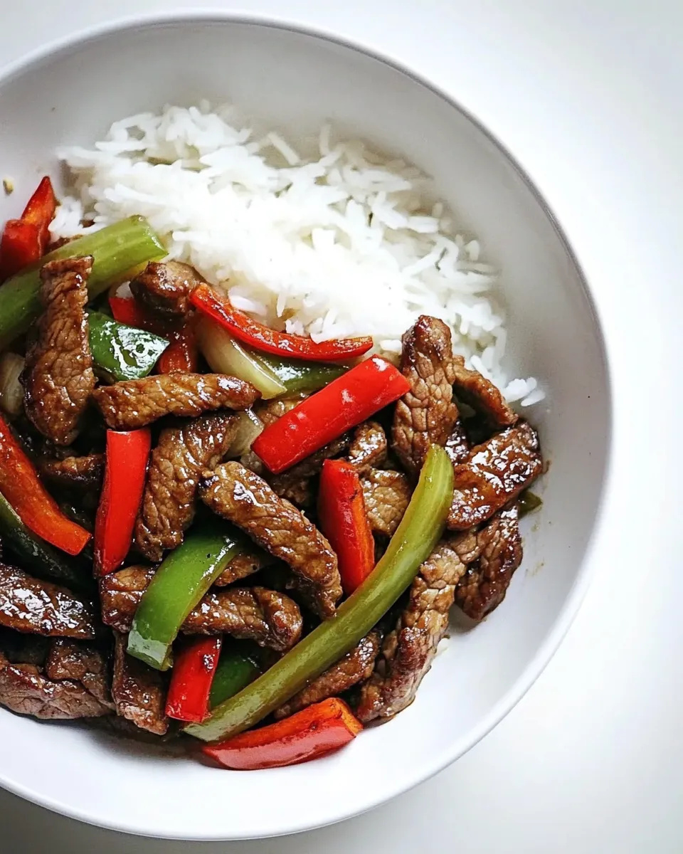 Delicious Chili Garlic Beef Stir Fry with Coconut Jasmine Rice. dish photo