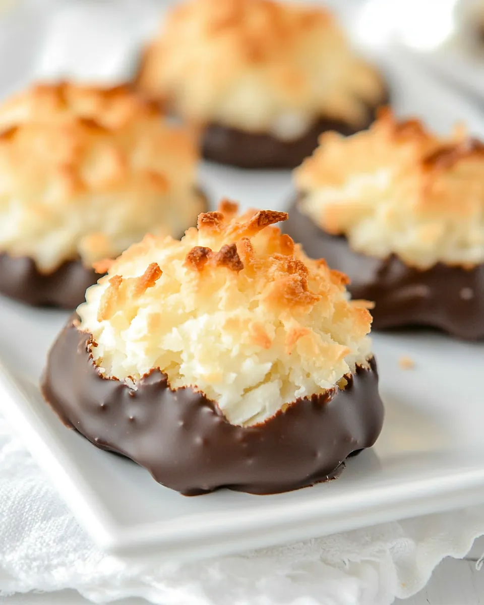 Homemade Chocolate-Dipped Coconut Macaroons photo