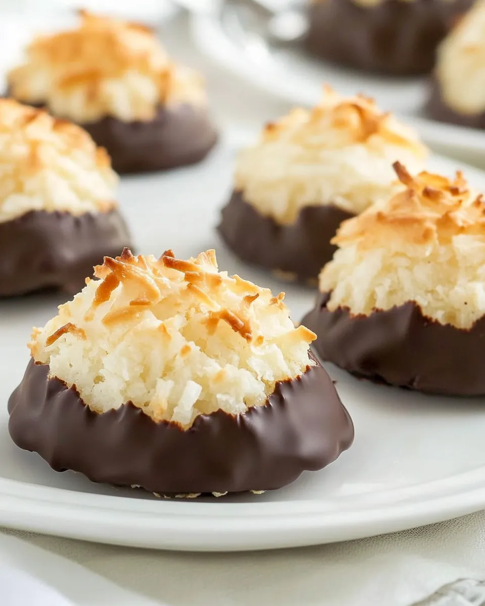 Classic Chocolate-Dipped Coconut Macaroons image
