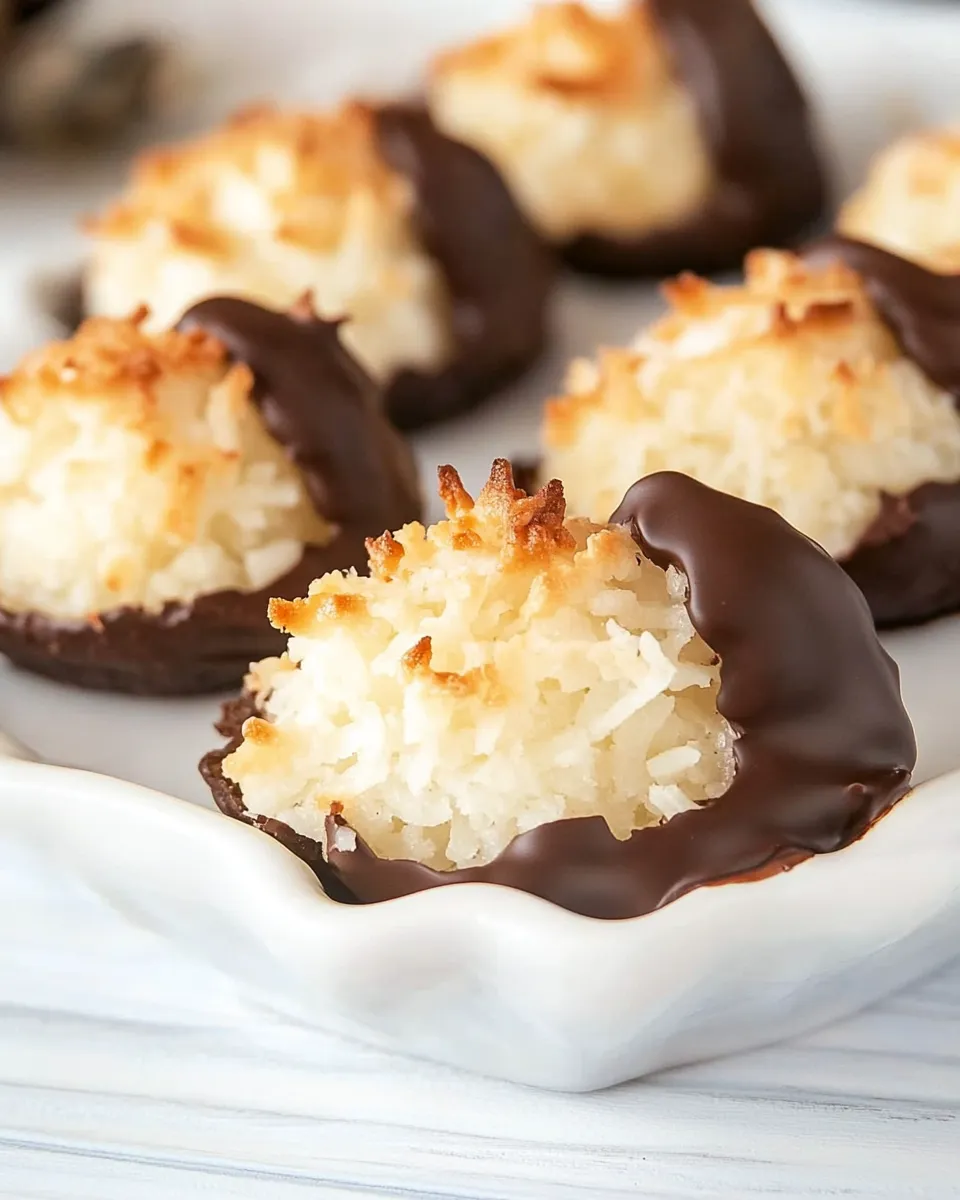 Easy Chocolate-Dipped Coconut Macaroons recipe photo