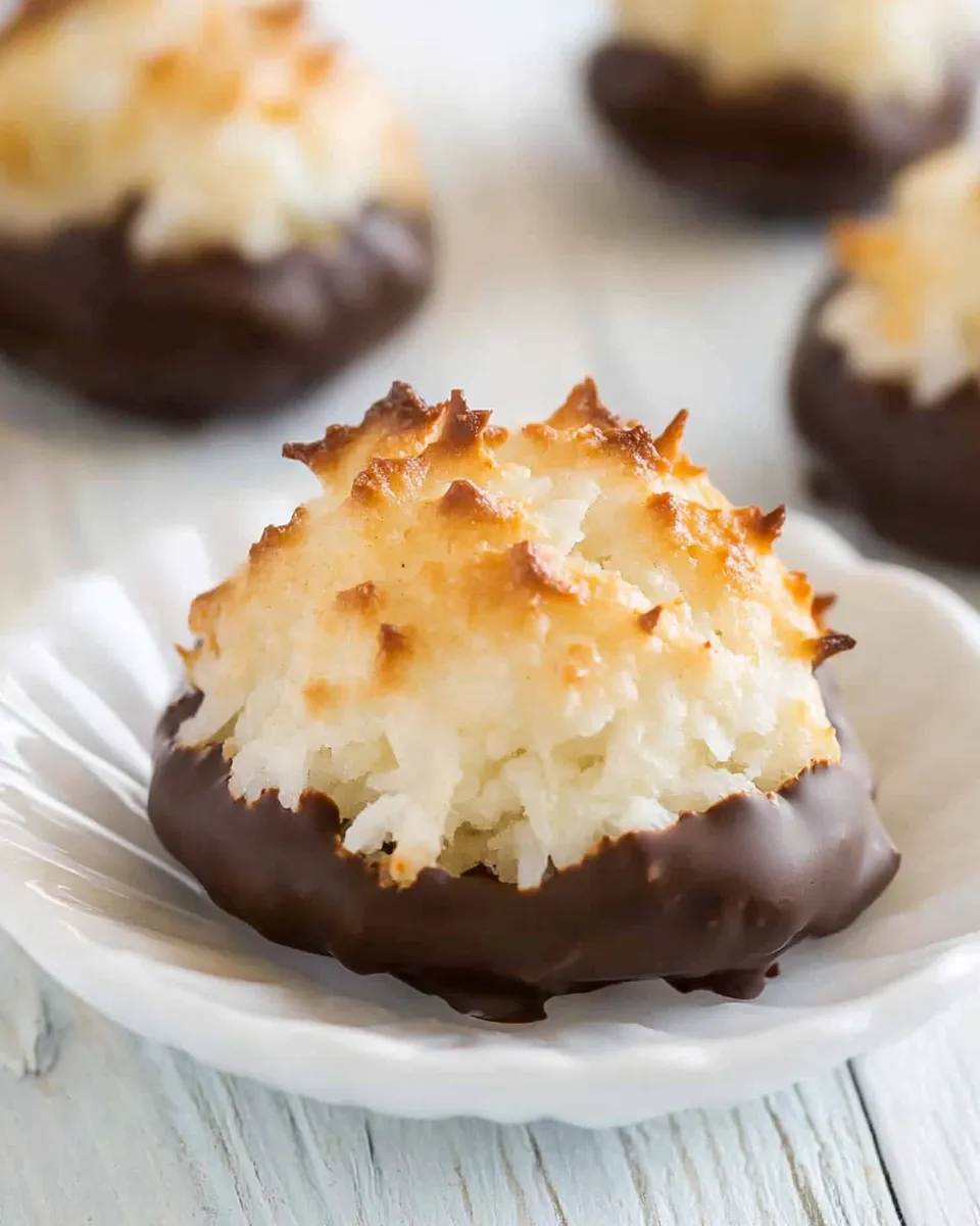Delicious Chocolate-Dipped Coconut Macaroons dish photo
