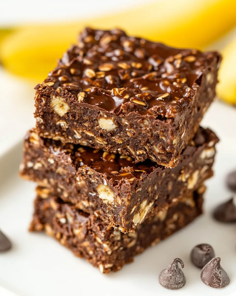 Delicious Chocolate Banana Oatmeal Breakfast Bars shot