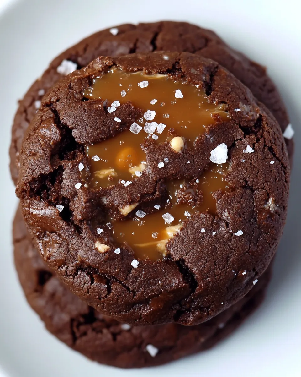 Homemade Chocolate Caramel Cookies with Sea Salt photo