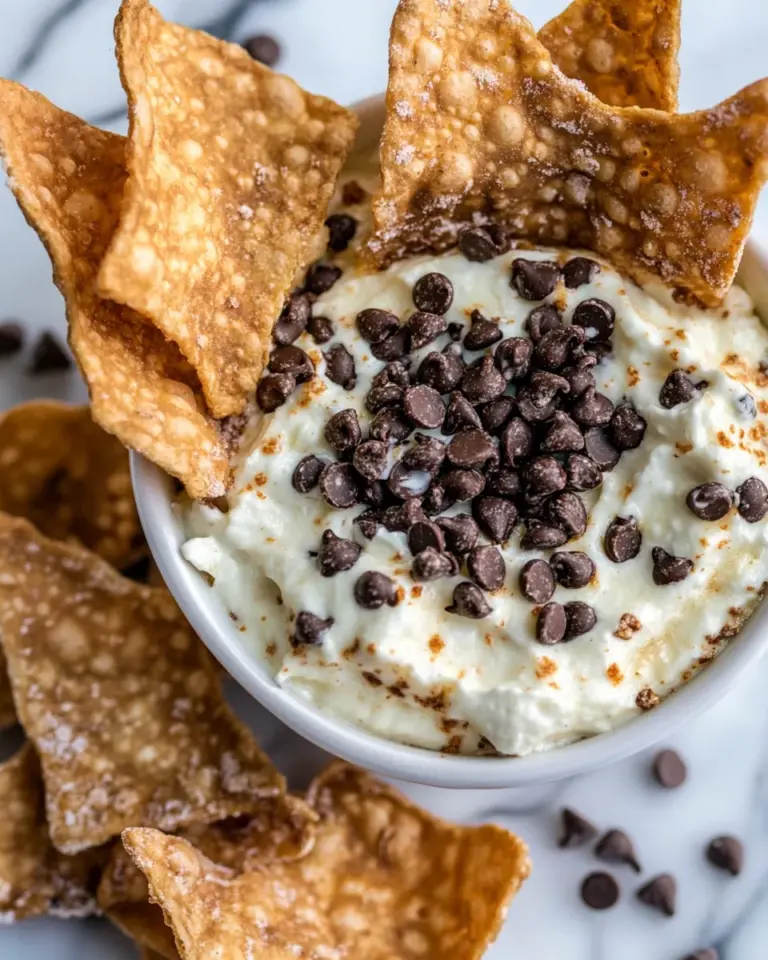Homemade Chocolate Chip Cannoli Dip with Wonton Chips photo