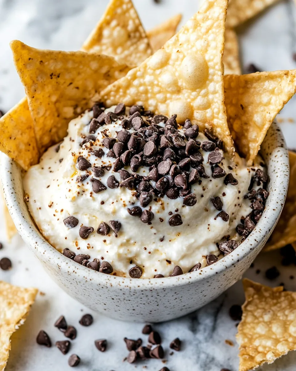 Classic Chocolate Chip Cannoli Dip with Wonton Chips image