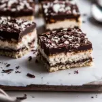 Homemade Chocolate Coconut Almond Bars. photo