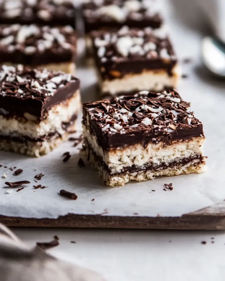 Homemade Chocolate Coconut Almond Bars. photo