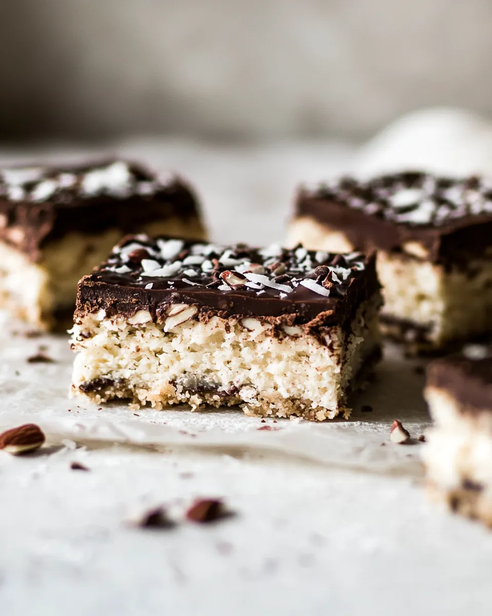 Easy Chocolate Coconut Almond Bars. recipe image