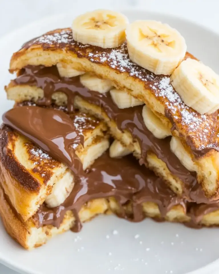 Homemade Chocolate Peanut Butter Banana Stuffed French Toast photo