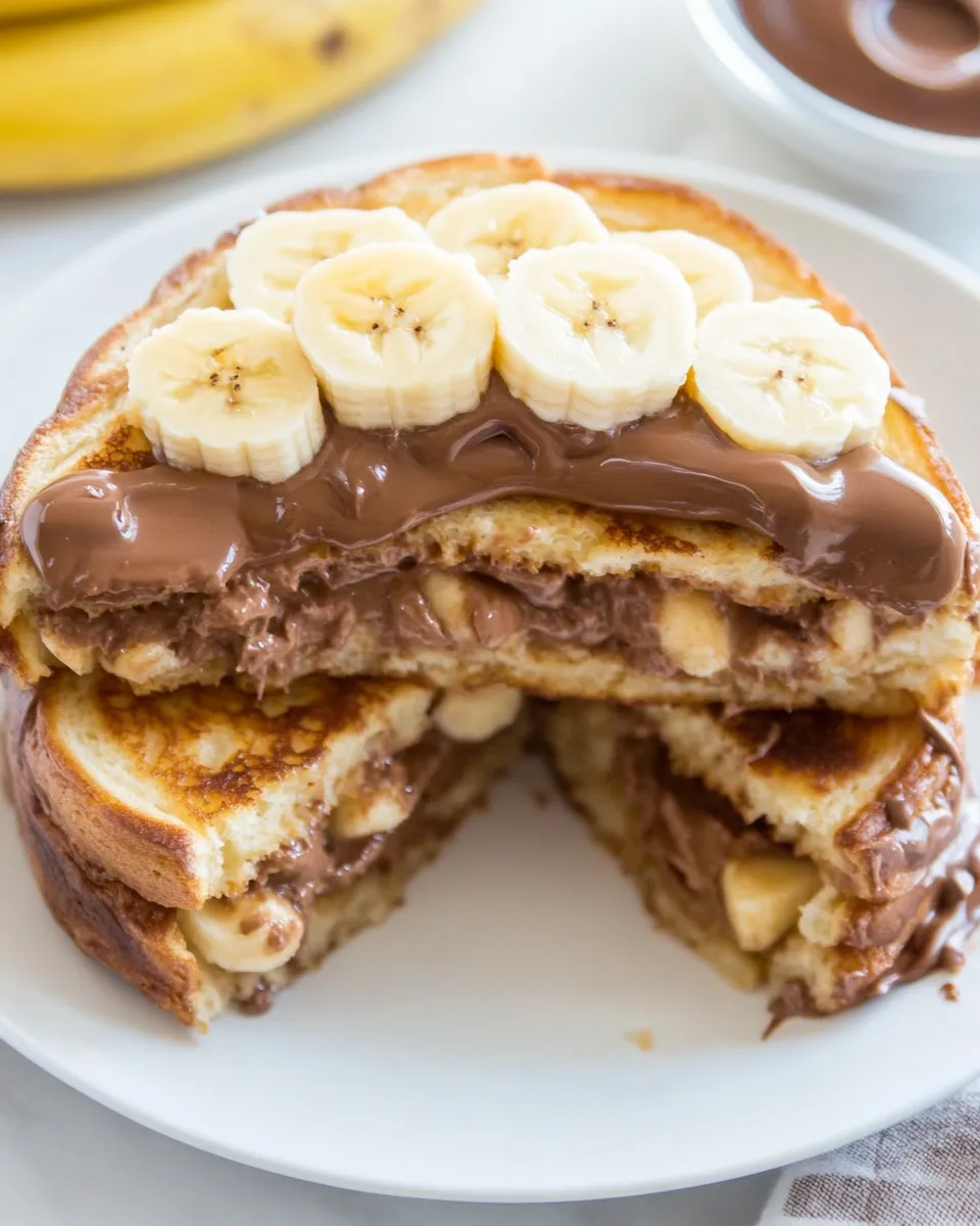 Classic Chocolate Peanut Butter Banana Stuffed French Toast image