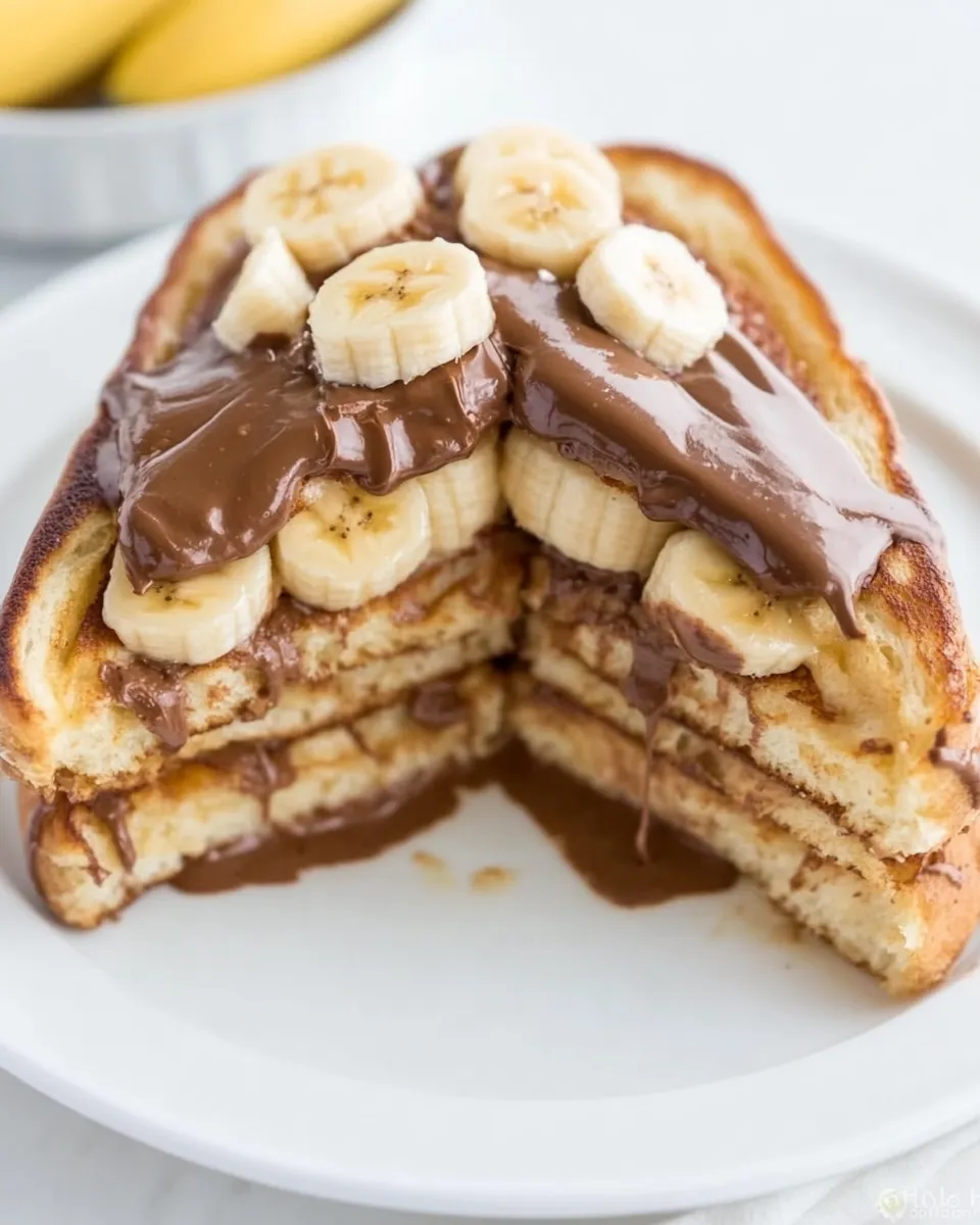 Easy Chocolate Peanut Butter Banana Stuffed French Toast recipe photo