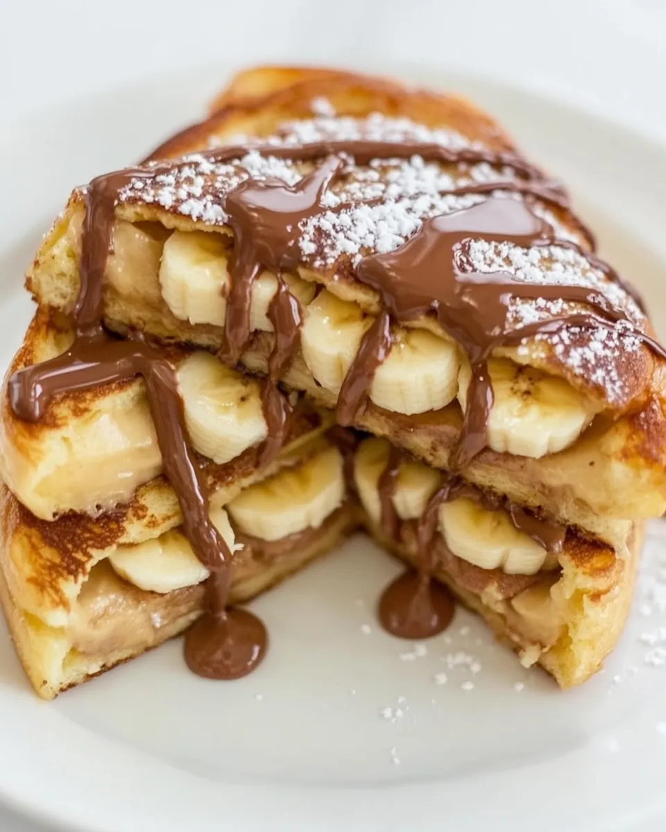 Delicious Chocolate Peanut Butter Banana Stuffed French Toast dish photo