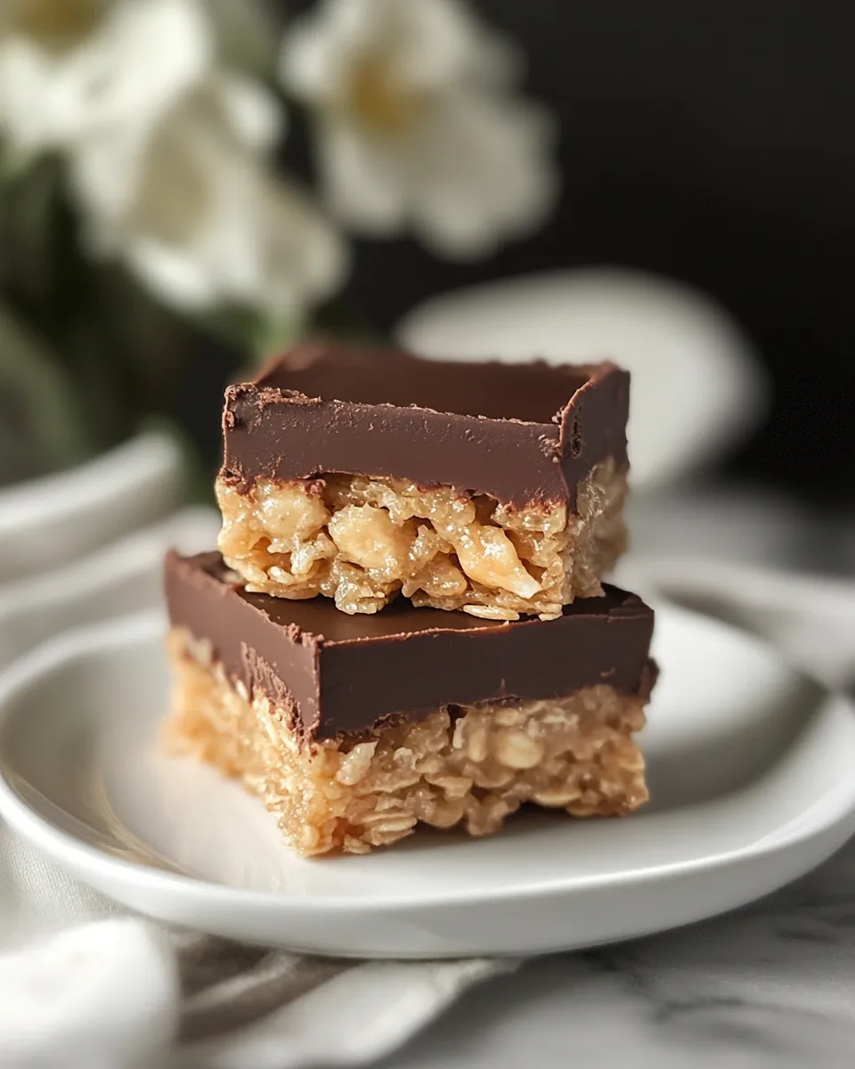 Delicious Chocolate Peanut Butter Krispie Bars plate image