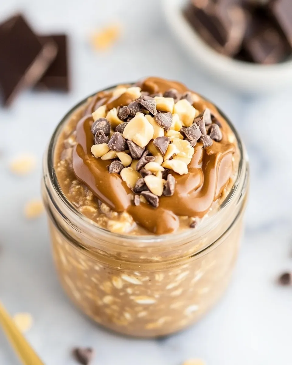 delicious Chocolate Peanut Butter Overnight Oats shot
