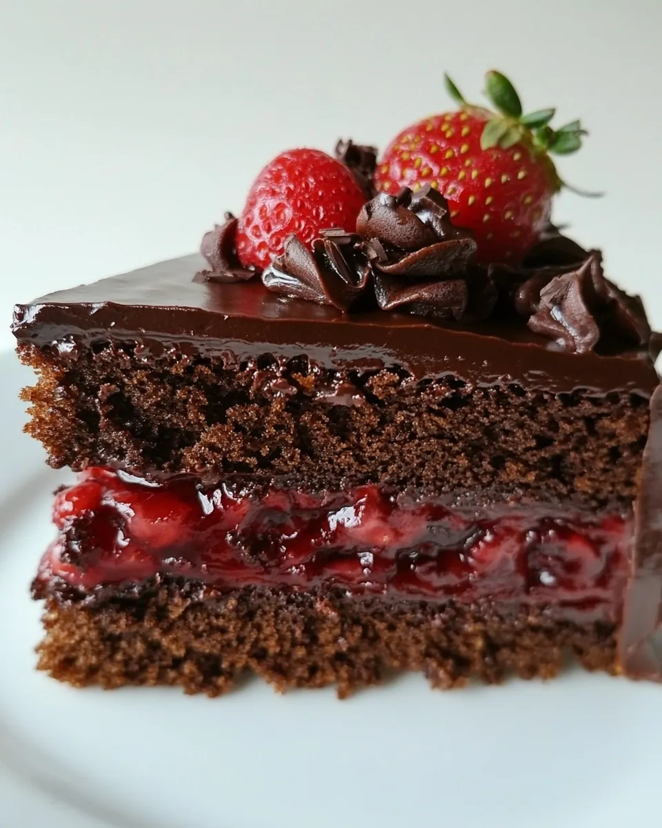 Homemade Chocolate Strawberry Cake photo