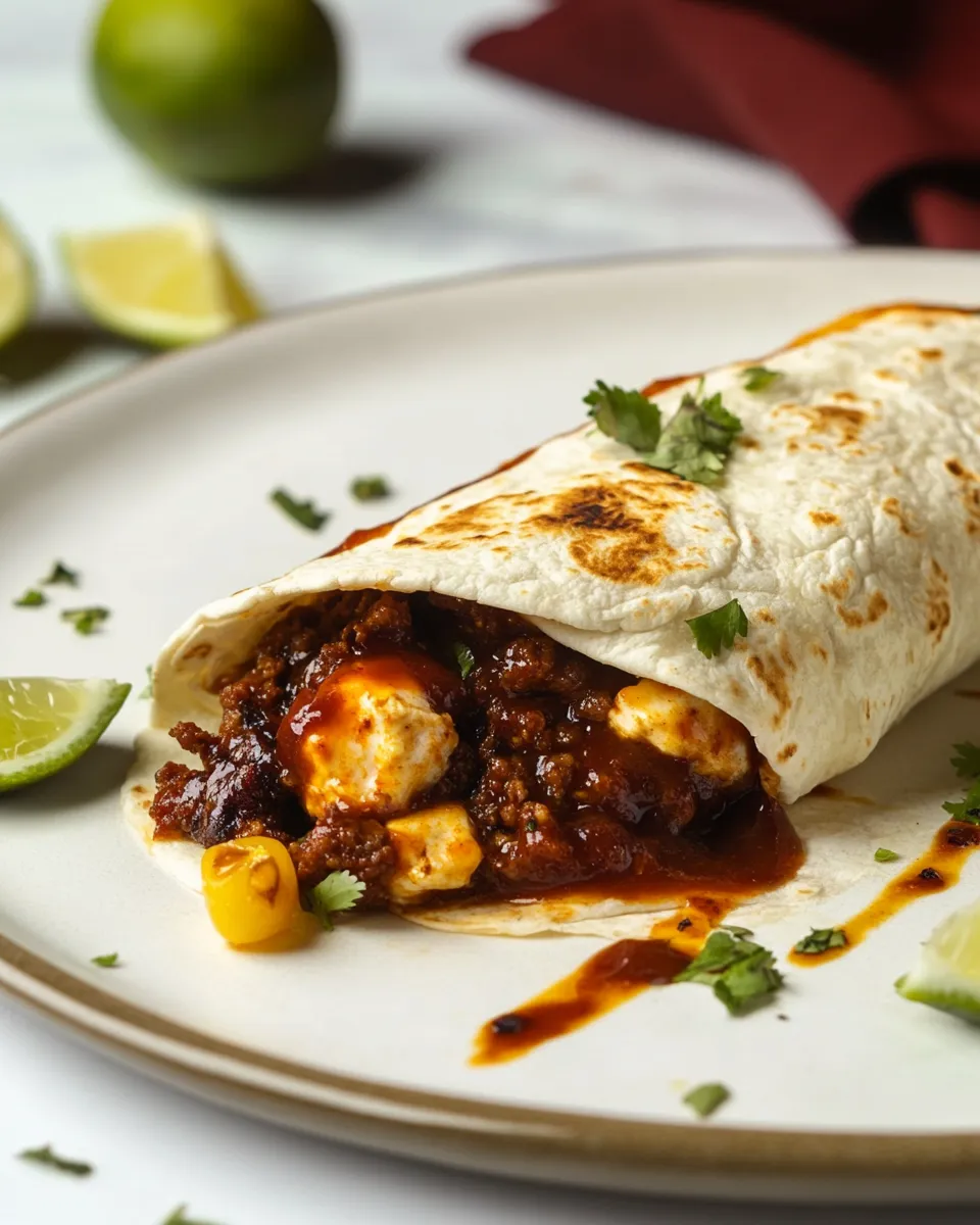 Delicious Chorizo Breakfast Burrito plate image