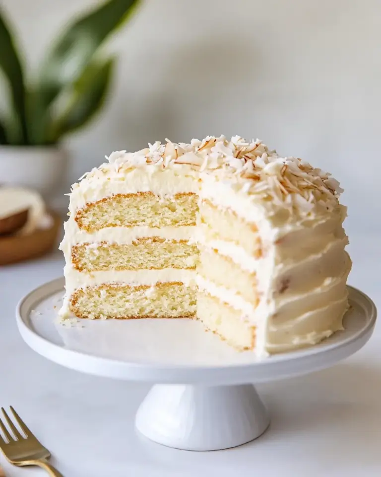 homemade Coconut Cream Cake with Coconut Cream Cheese Frosting photo