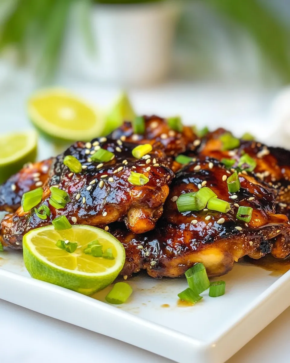 Delicious Crispy Air Fryer Asian Chicken Thighs plate image