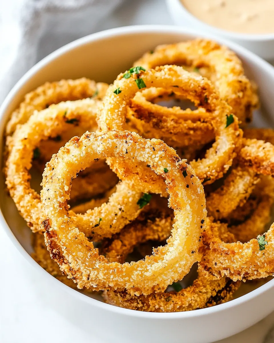 Delicious Crispy Air Fryer Onion Rings plate image
