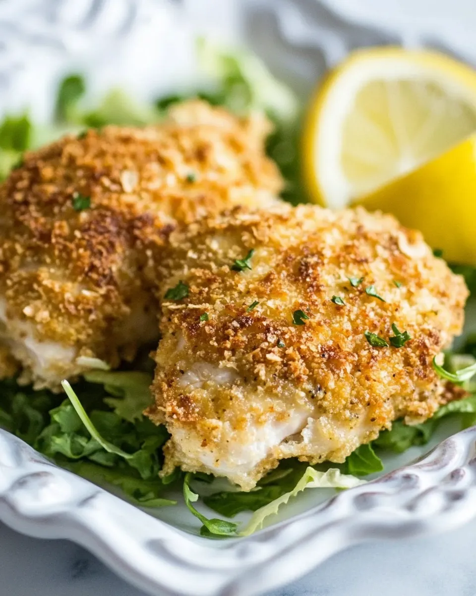 Delicious Crispy Chicken Caesar Thighs plate image