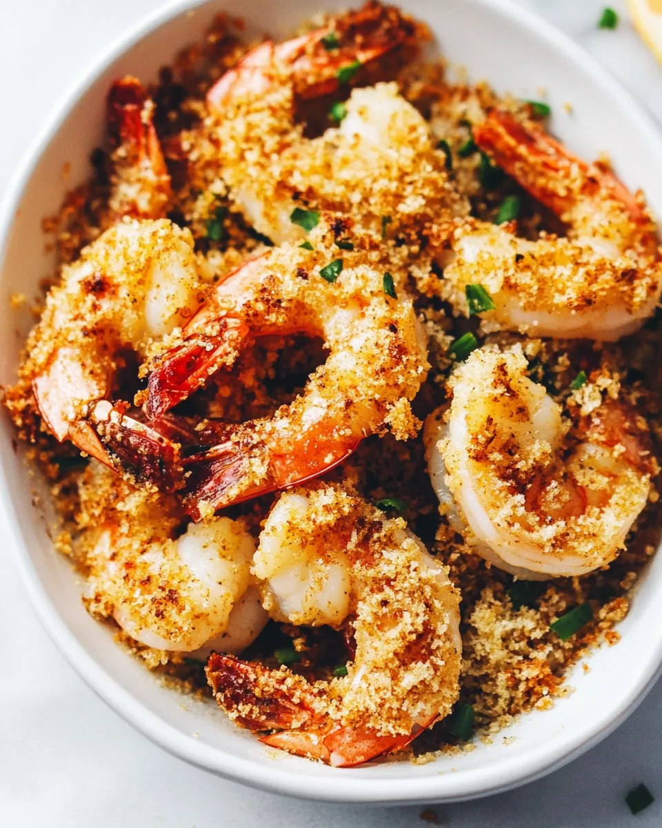 Delicious Crunchy Baked Parmesan Garlic Shrimp plate image