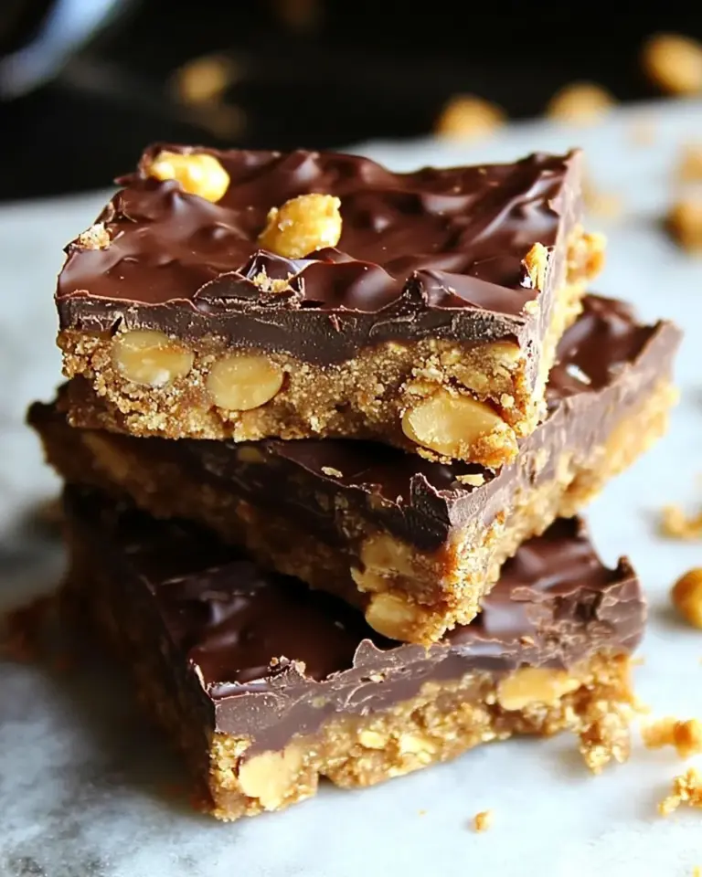 homemade Crunchy No-Bake Chocolate Peanut Butter Bars photo