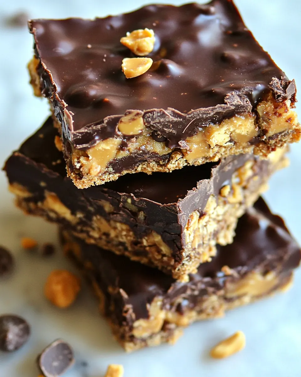 classic Crunchy No-Bake Chocolate Peanut Butter Bars image