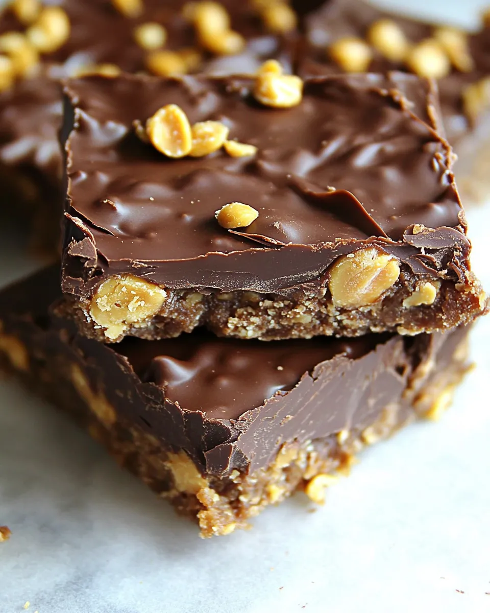 delicious Crunchy No-Bake Chocolate Peanut Butter Bars dish photo