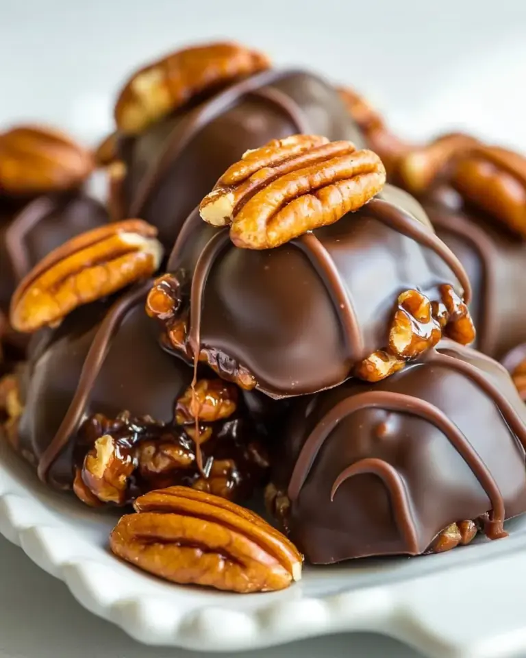 Homemade Dark Chocolate Salted Caramel Pecan Turtles photo
