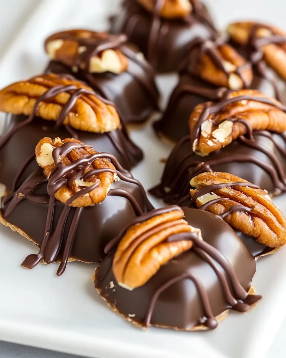 Delicious Dark Chocolate Salted Caramel Pecan Turtles shot