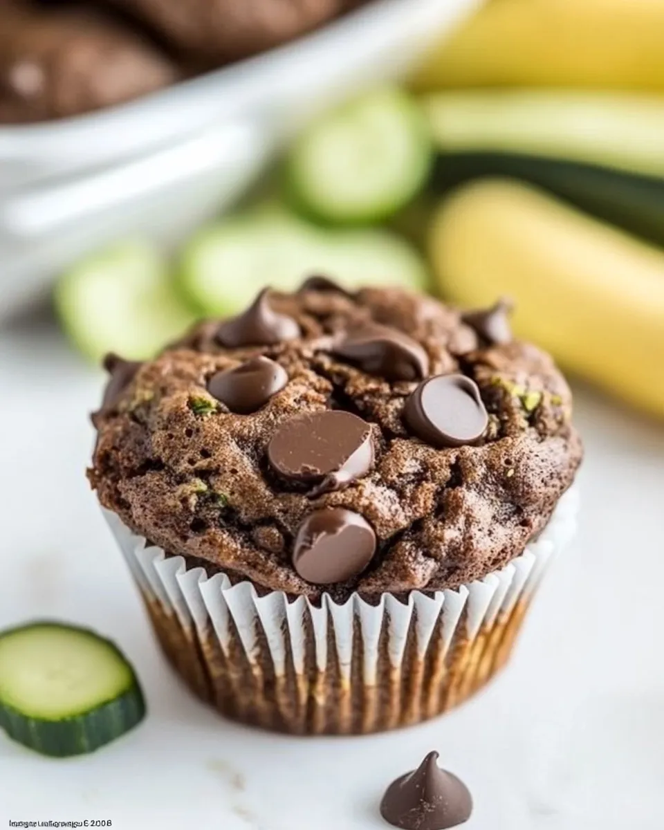 Easy Dark Chocolate Zucchini Muffins recipe photo