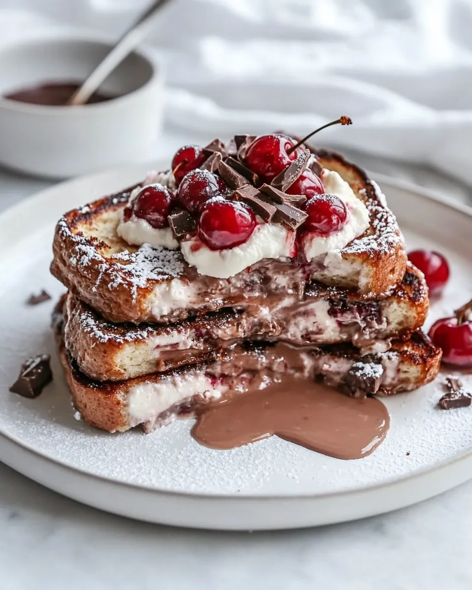 Delicious Double Chocolate Cherry Cheesecake French Toast dish photo
