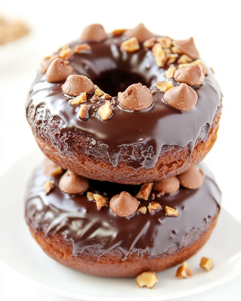 Homemade Double Chocolate Peanut Butter Cup Donuts photo