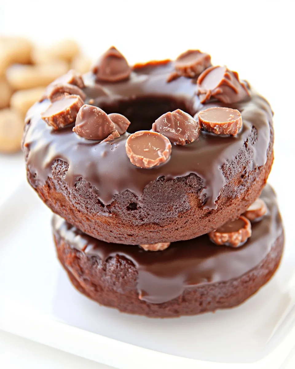 Classic Double Chocolate Peanut Butter Cup Donuts image