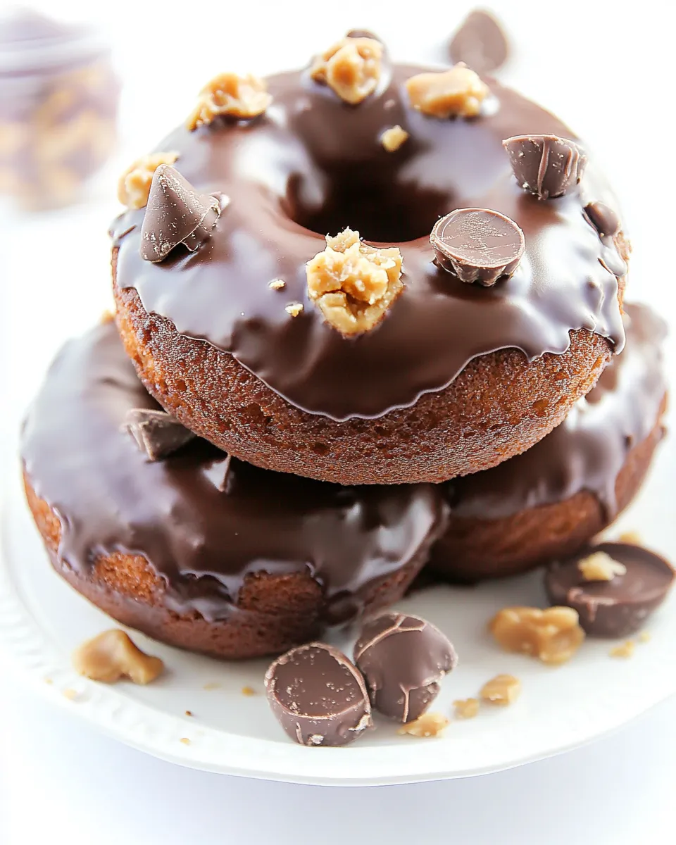 Delicious Double Chocolate Peanut Butter Cup Donuts shot