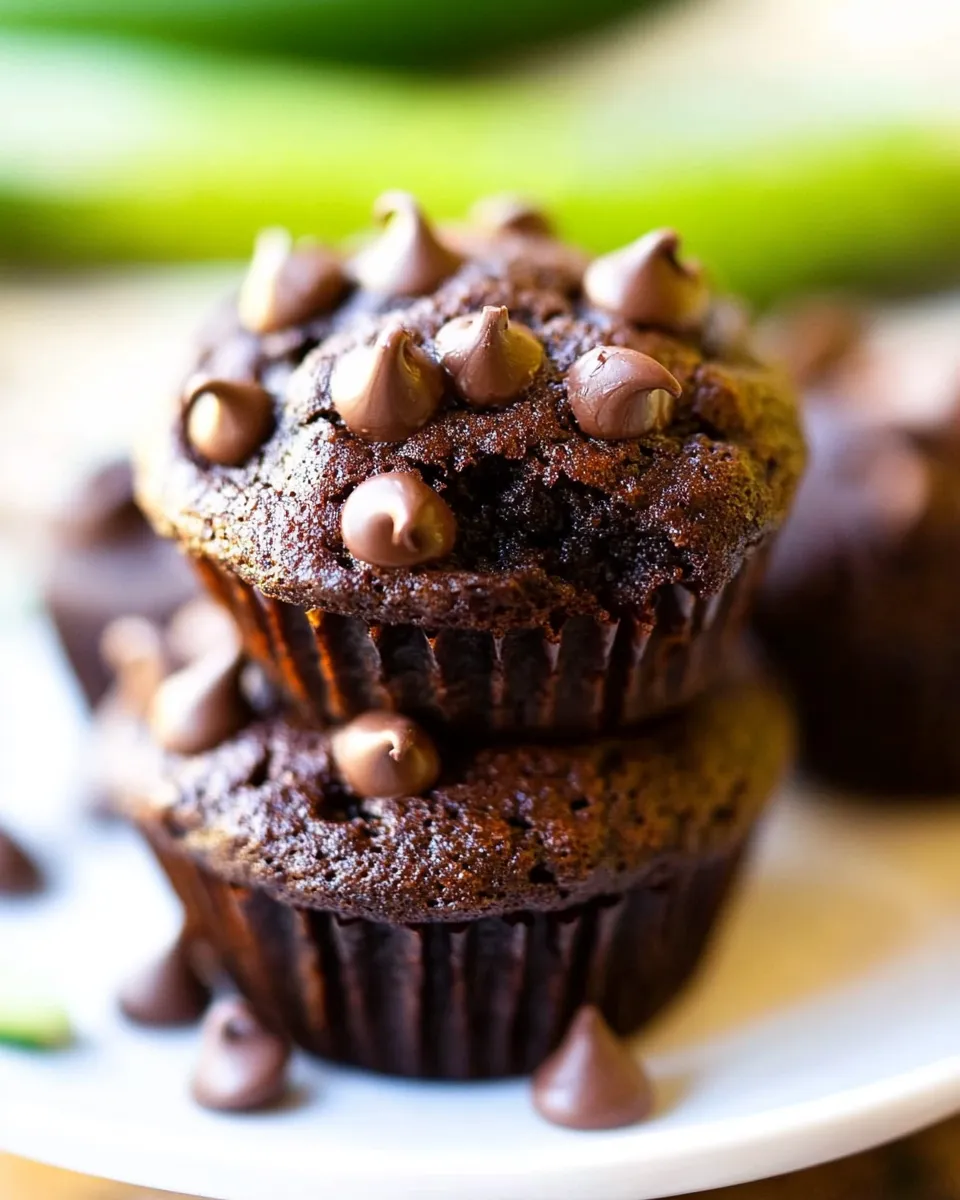 Delicious Double Chocolate Zucchini Muffins shot