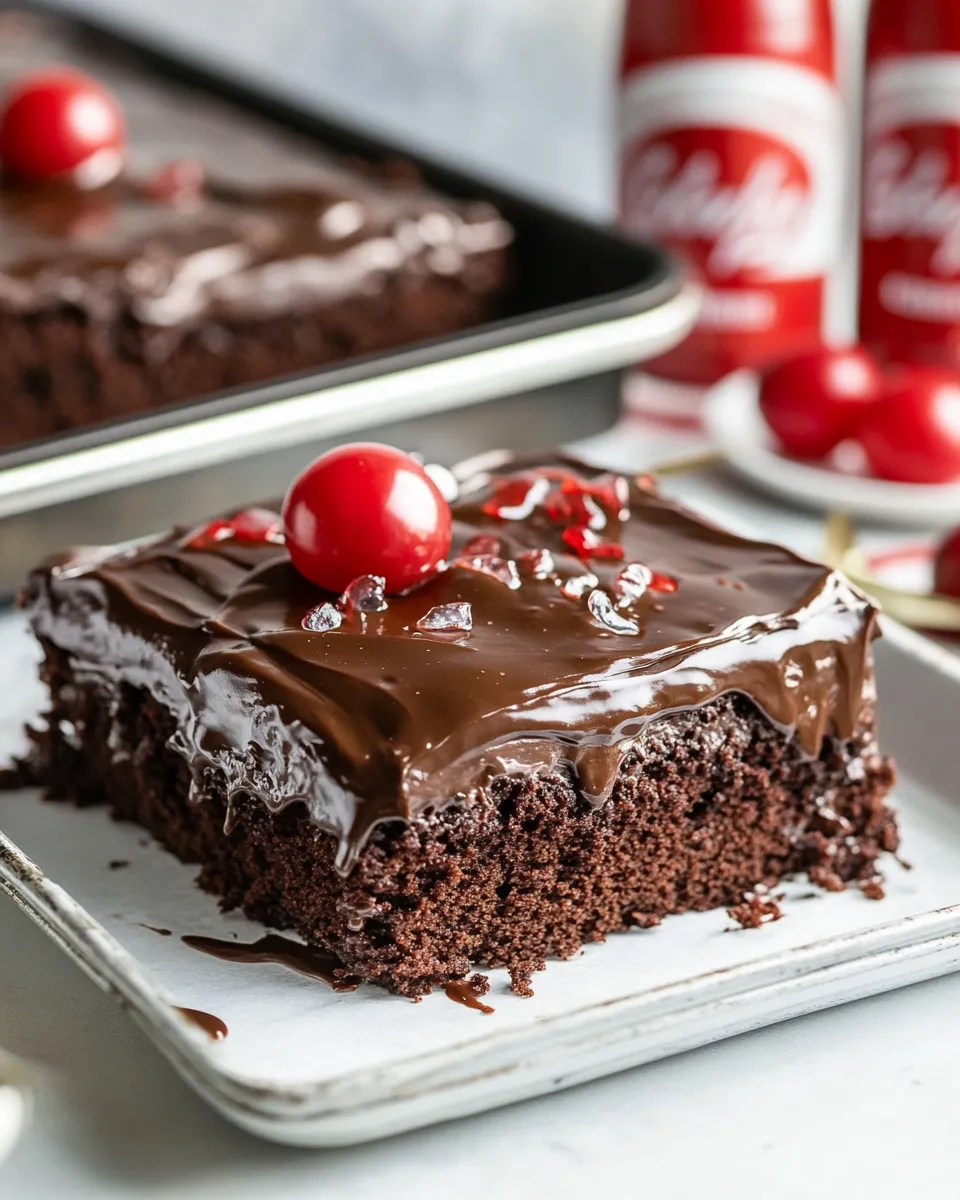 Delicious Dr. Pepper Sheet Cake plate image
