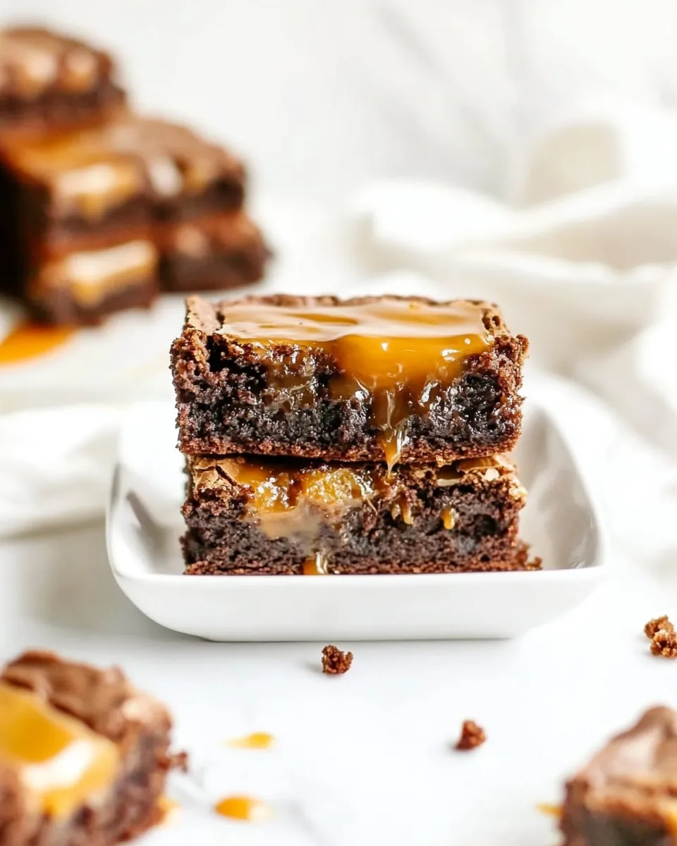 Delicious Easy Caramel Brownies (Made with Cake Mix!) dish photo