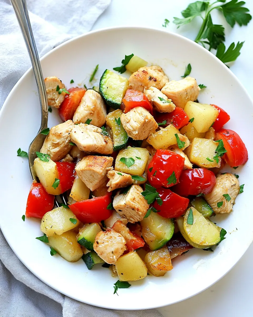 Quick Easy Chicken Skillet with Vegetables plate image