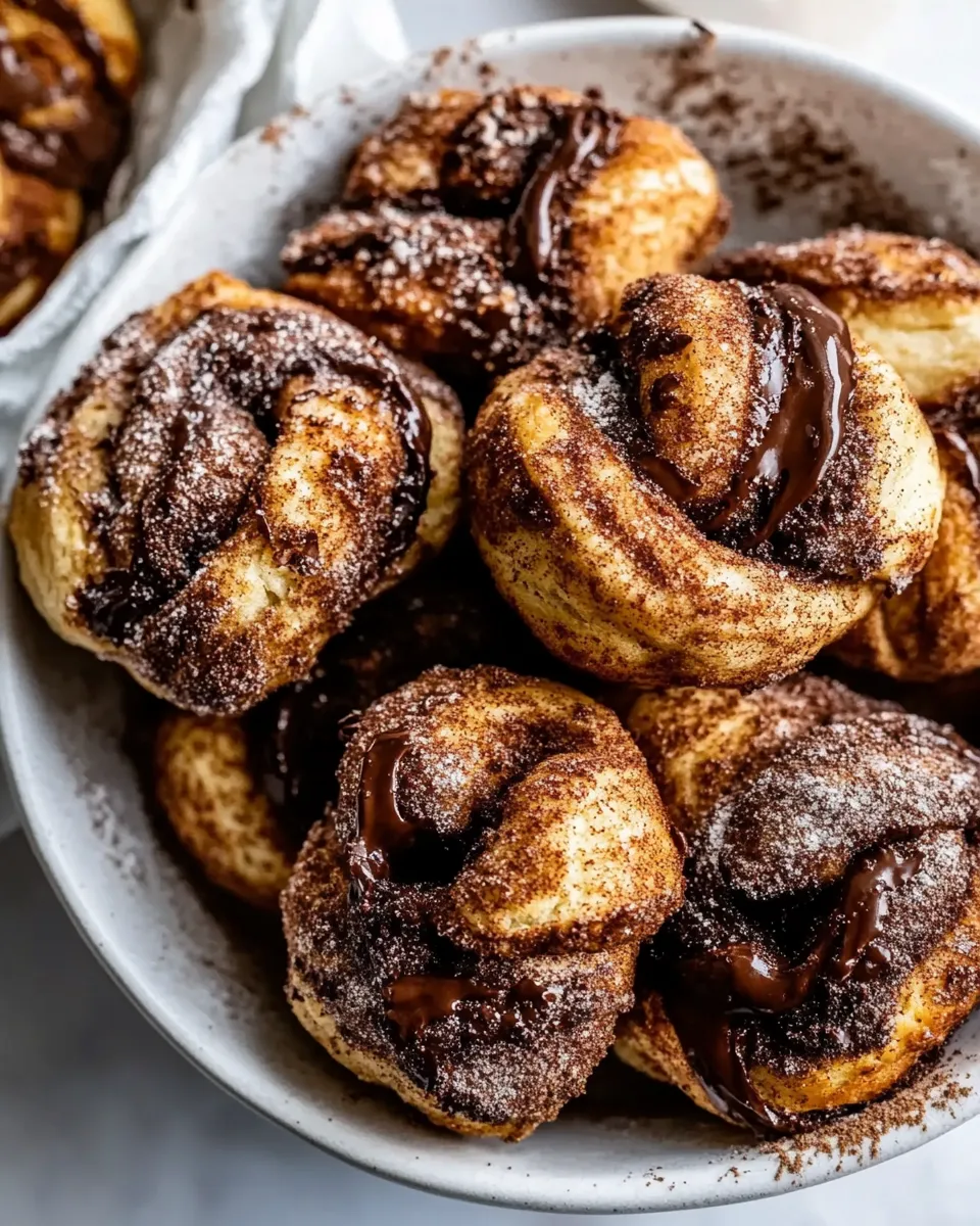 Homemade Easy Chocolate Cinnamon Crunch Knots. photo
