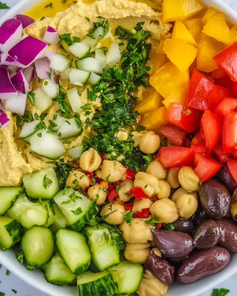 Homemade Easy Hummus Bowl with Vegetables photo