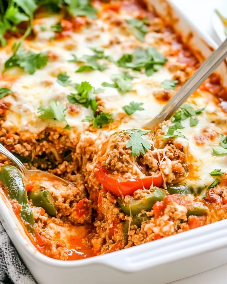 Delicious Easy Stuffed Pepper Casserole with Ground Turkey dish photo