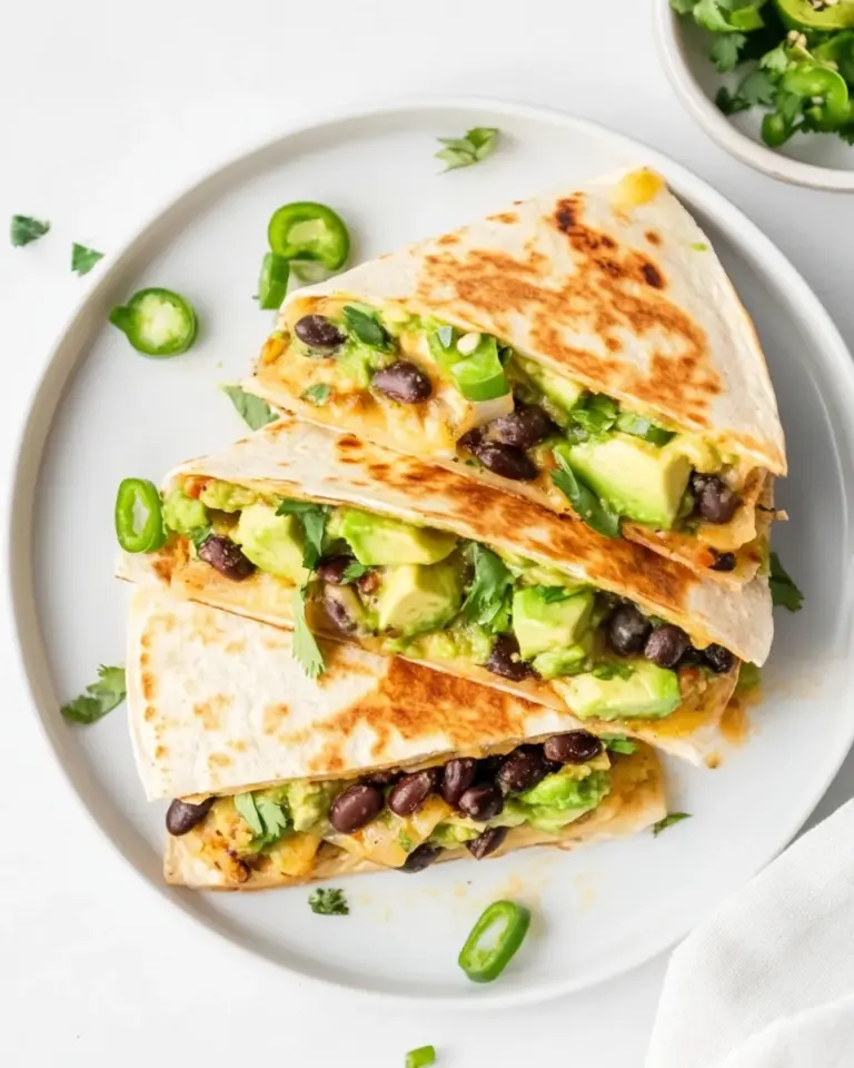 Homemade Easy Vegan Quesadillas with Black Beans and Avocado photo