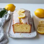 Homemade Easy lemon loaf cake with lemon glaze photo