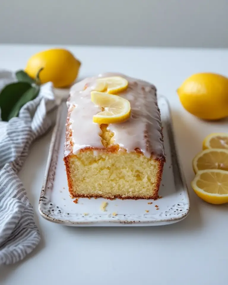 Homemade Easy lemon loaf cake with lemon glaze photo