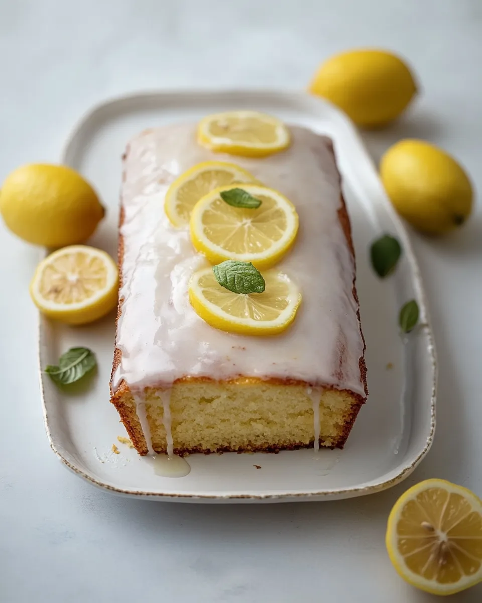 Classic Easy lemon loaf cake with lemon glaze image