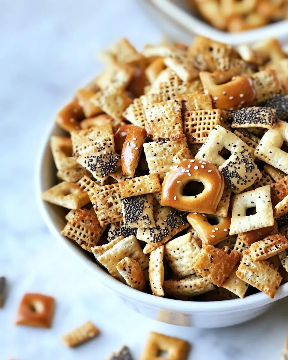 Delicious Everything Bagel Chex Mix food shot