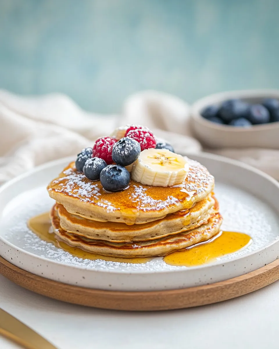 Easy Fluffy blueberry & banana pancakes with oats picture
