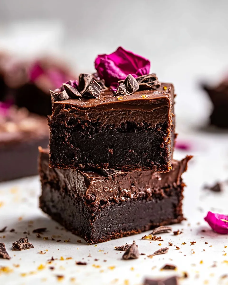 Classic Fudgy Avocado Brownies with Chocolate Fudge Frosting. photo