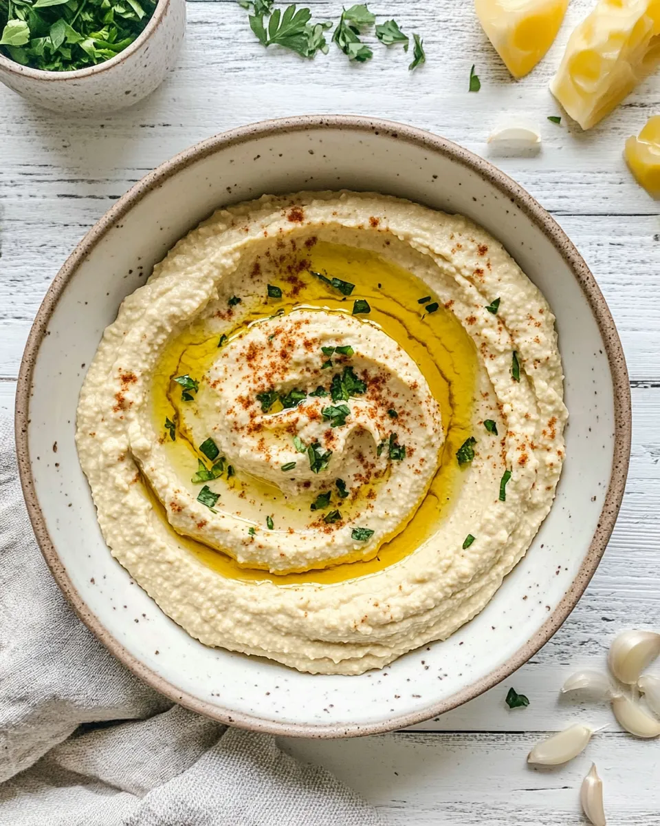 Easy Garlic Hummus plate image